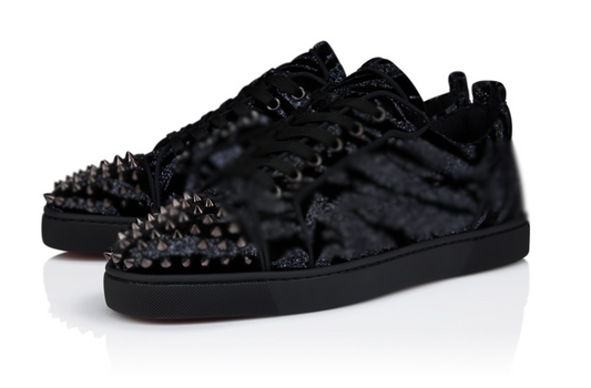 Zebra Velvet Low-Top Spiked Sneakers